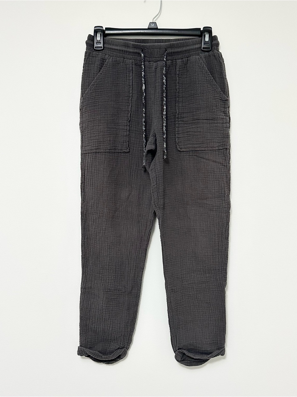 Jolt 100% Cotton Double Gauze Jogger Pants Gray Elastic Waist Cropped Size XS